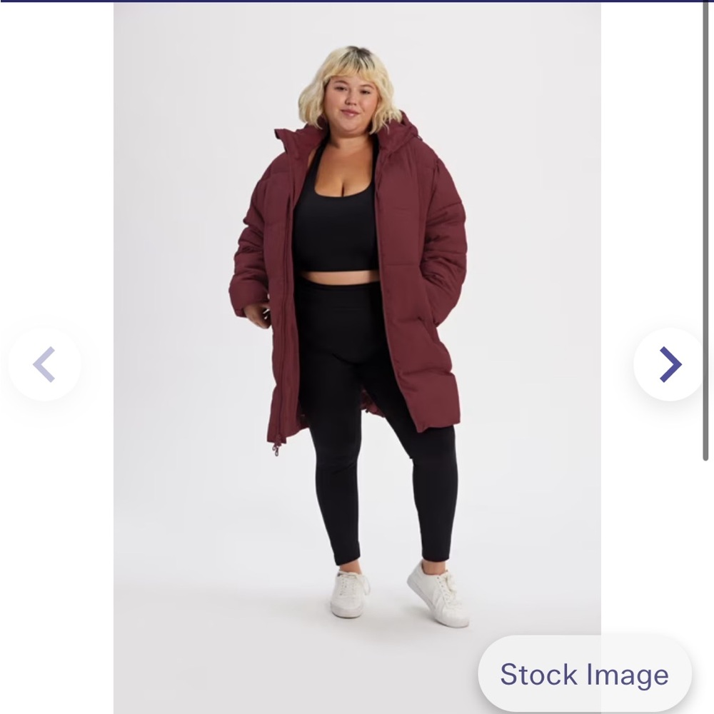 Girlfriend Collective Mid Recycled Puffer in Wine Size Small EUC